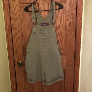 Vintage olive green short overalls